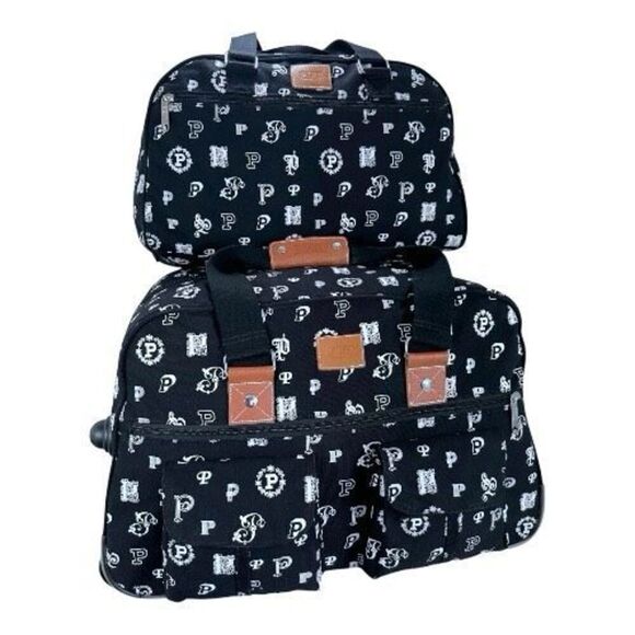 Victoria Secret PINK Varsity Rolling Expandable Luggage Duffle Bag 2 piece Set - Picture 8 of 8